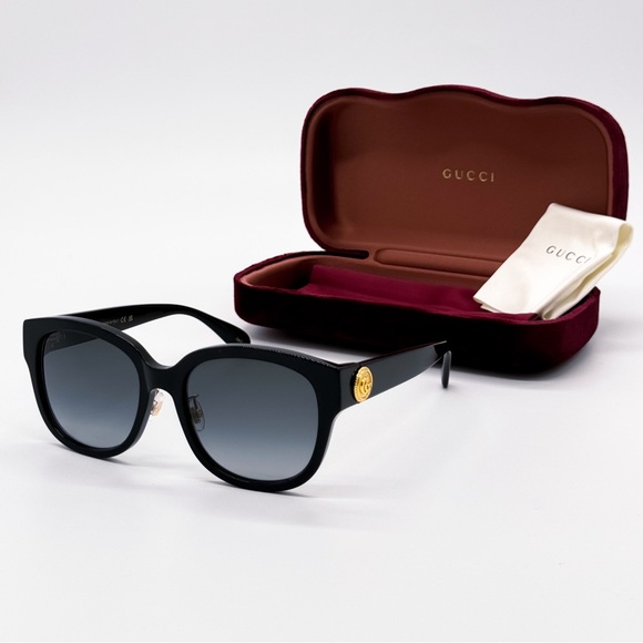 NEW GUCCI GG1409SK 001 ROUND BLACK GREY WOMEN SUNGLASSES GUCCI - Picture 3 of 11